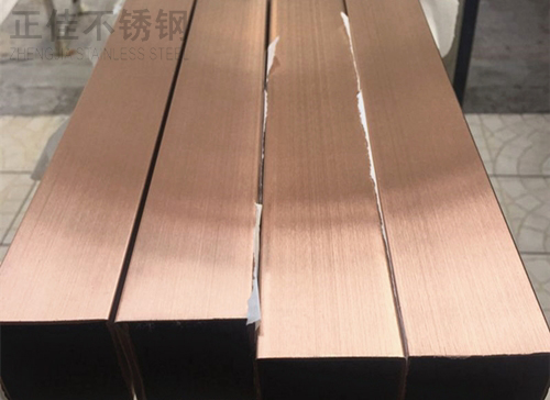 304不銹鋼方管玫瑰金拉絲